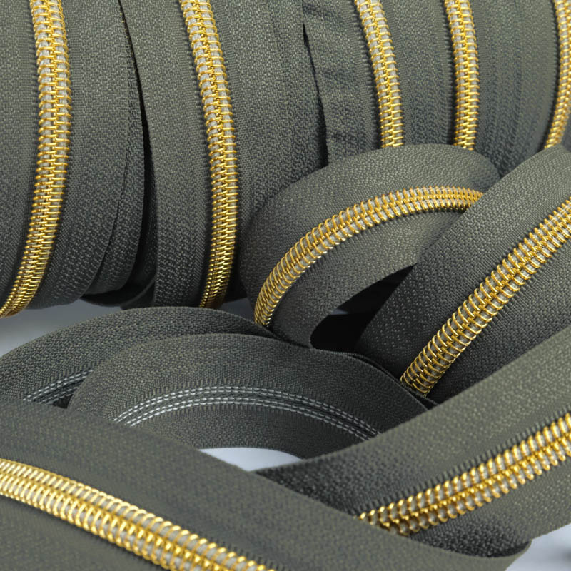 3mm Gold Khaki Zipper - Maison Klem